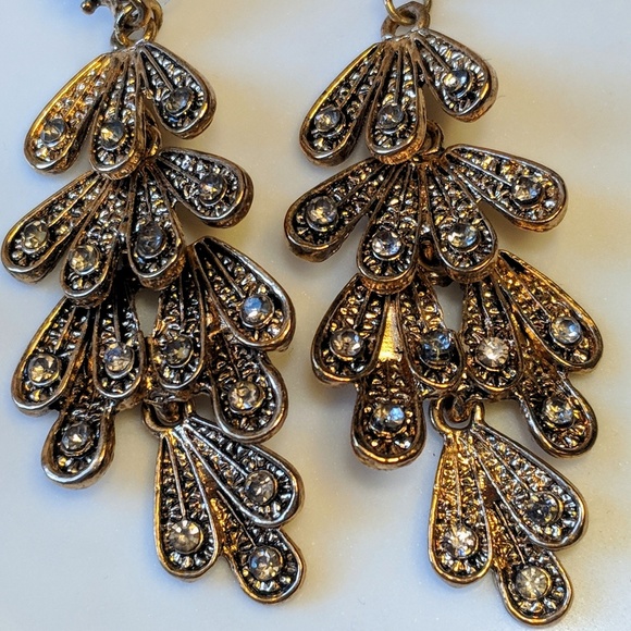 NWOT! Festive gold / bronze chandelier earrings - Picture 2 of 4